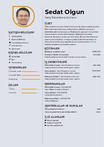 Satış Pazarlama CV Örnekleri cv indir